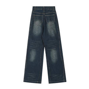 กางเกงยีนส์ดีไซน์เอง สตรีทแวร์คุณภาพสูง ผ้าฝ้ายฟอกสี กางเกงผู้ชาย - Product Image 2