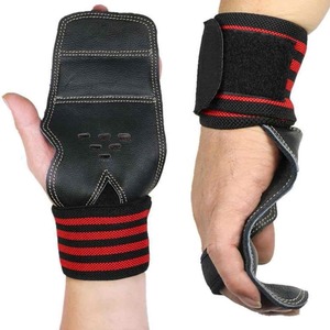 Gants de musculation demi-doigts en cuir avec sangle de poignet réglable, respirants et antidérapants - Product Image 1