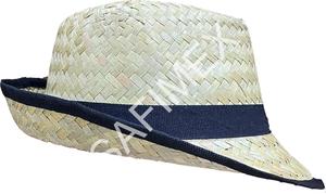 Chapeau Fedora en paille naturelle à bord court rayé pour fête et extérieur, unisexe, logo OEM - Product Image 5