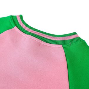Sudadera Unisex AKA Rosa Verde de Felpa con Cuello Redondo y Espalda Negra, Cálida y Casual, con Parche Bordado, Estilo Urbano - Product Image 5