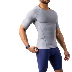 Wholesale <b>Compressed</b> Gym <b>Men</b> Half Sleeve Rash Guard <b>Shirt</b> Anti-Bacterial Breathable Moisture Wicking Eco-Friendly UV Protection - Product Image 4