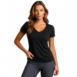 T-shirt décontracté surdimensionné pour femme, col en V, respirant, style streetwear estival, coupe ajustée - Product Image 3