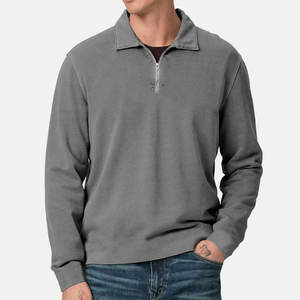 High Quality Man Leisure New Spring Autumn Solid Color and Comfortable Zipper Style Fashion <b>Polo</b> Quarter-<b>Zip</b> Sweatshirt - Product Image 3