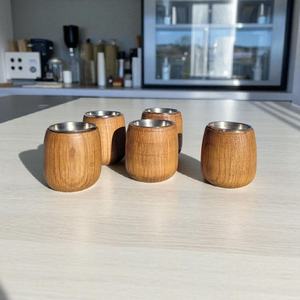 Tasse à thé ronde en bois sans anse avec insert en acier inoxydable, concept moderne réutilisable, tasse à thé pleine de motifs tendance par UO - Product Image 6