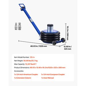 Martinetto Pneumatico da 6 Tonnellate/13227 Libbre con Altezza di Sollevamento fino a 26,5 Pollici, Maniglia Regolabile con Cuscinetto in Gomma Spessa, per Auto 2-5 - Product Image 4