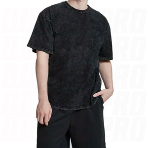 T-shirt délavé pour homme, coupe ample décontractée, style vintage, effet délavé à l'acide, pour homme et femme, noir, streetwear hip-hop, manches courtes - Product Image 2