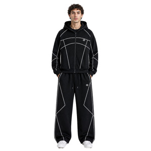 100% Cotton Custom Reverse <b>Sewing</b> Design Oversized Hoodies Jogger <b>Sets</b> Manufacturer Premium Zip Up Casual Streetwear OEM Bulk - Product Image 1