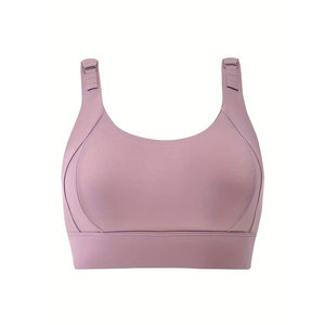Soutien-gorge de sport respirant à séchage rapide et maintien élevé avec logo frontal, design simple pour le yoga et le confort quotidien - Product Image 1