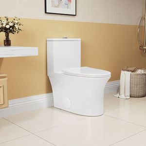 WC Monoblocco a Pavimento Comfort Height 1.1/1.6 GPF, Certificato WaterSense, Approvato CUPC, in Ceramica Bianca - Product Image 3
