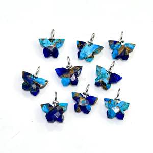 Colgante de Mariposa de Turquesa Azul Mohave AAA Lapis Blue, Plata 925, Gema de Turquesa Azul Tallada a Mano - Product Image 4