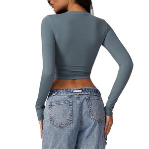 Haut court de compression effet seconde peau pour femme OEM – T-shirt de sport doux à manches longues pour fitness, gym et yoga - Product Image 5