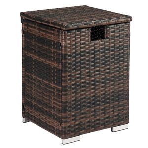 Tavolino da Caffè in Rattan con Struttura in Ferro Marrone Sfumato 40*40*57cm, Portabottiglie per Gas - Product Image 3