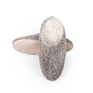 Chaussons en <span class=keywords><strong>feutre</strong></span> de laine faits à la main et durables avec <span class=keywords><strong>semelle</strong></span> en cuir antidérapante, chaussures d'intérieur ajustables pour hommes et femmes - Product Image 3