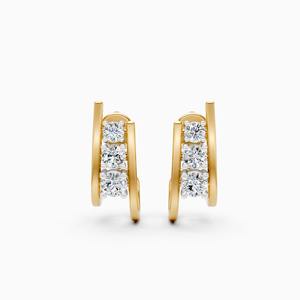 Elegantes pendientes de doble arco con diamantes cultivados en laboratorio de 0.54 quilates en oro amarillo, blanco y rosa de 9 quilates. - Product Image 3