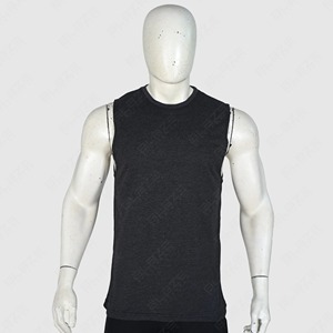 Débardeur sans manches noir pour homme STAR SPEED, col rond, tricot uni, décontracté, respirant, polyester/coton, séchage rapide - Product Image 1