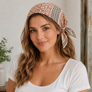 Pañuelo Cuadrado Tradicional de Madera con Estampado Bagru, Multifuncional, Estilo Casual, Accesorios de Primavera/Verano para Unisex - Product Image 1