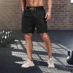 Shorts décontractés en coton pour hommes, avec cordon de serrage, tricotés, unis, taille élastique, confortables pour l'été, personnalisables avec logo, OEM, en gros - Product Image 2