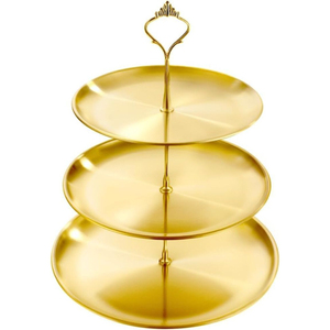 Vintage Round Hammered Texture Dessert Display <b>Stand</b> Modern <b>3</b> <b>Tier</b> Stainless Steel <b>Cake</b> <b>Stand</b> With Handle For Parties Catering - Product Image 6