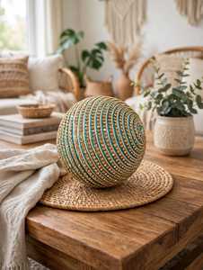 Portavelas Redondo de Ratán Tejido a Mano, Decoración para el Hogar con Impresión de Calcomanías de Alta Calidad para San Valentín, Bodas y Fiestas - Product Image 1