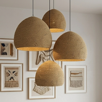 Lampe suspendue en forme de dôme en jonc de mer naturel tissé à la main, style bohème rustique, abat-jour minimaliste de luxe pour plafond, Noël, Pâques