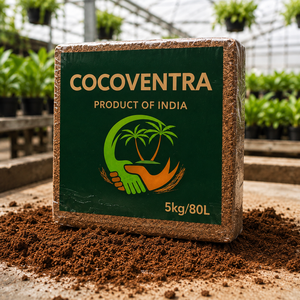 Bloc de cocopeat 5 kg, EC inférieur à 0,3 mS/cm, pH 5,5 à 6,5, tamisé 6 mm, expansion 75L-80L - Product Image 1