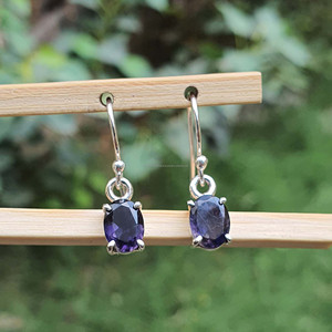 Elegante septiembre Birthstone azul Iolite pendientes hechos a mano 925 joyería de plata esterlina oro regalo de boda para compromiso de mujer - Product Image 1