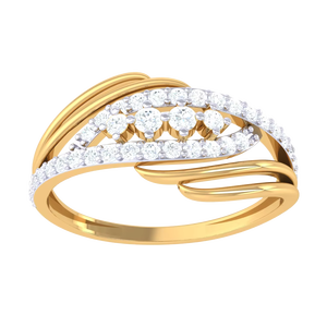 Modern Statement <b>Ring</b> with Designer <b>Split</b> Shank and Multi-Row Round-Cut Diamonds for Bridal - Product Image 2