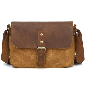 Sac à appareil photo rétro en cuir et toile EVA avec fermeture éclair, sac de voyage pour appareil photo reflex numérique, sac bandoulière imperméable et antichoc LCCB-0005 - Product Image 1