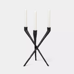 Nouveau design, chandelier en aluminium coulé avec revêtement PVD noir mat, porte-bougie noir à 3 bras, personnalisations disponibles. - Product Image 2