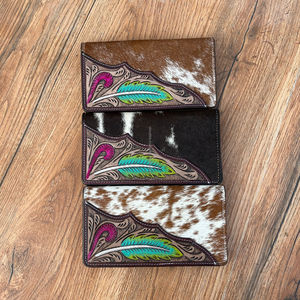 กระเป๋าสตางค์หนังวัวขนสัตว์สไตล์วินเทจมีสไตล์ดีไซเนอร์เคสโทรศัพท์แกะสลักด้วยมือทำจากไนลอนตัวยาวแบบพับได้-ใช้ได้หลากหลายคอลเลกชัน - Product Image 3