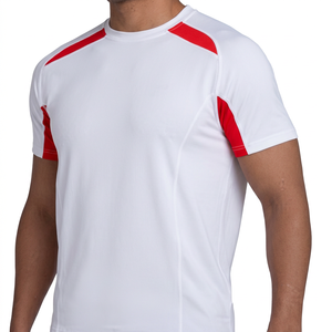 T-shirt sportif blanc à manches courtes pour homme, coupe classique, séchage rapide, tricoté 100% coton, col rond, uni, écologique, respirant, 290g - Product Image 4