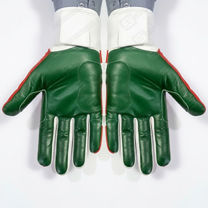 Gants de frappe en cuir rouge et vert, à enfiler, unisexes, pour adultes, durables, avec paume antidérapante et sangle de poignet réglable - Product Image 3