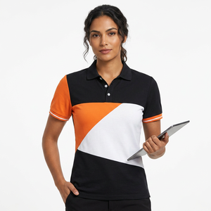 Men's Color Blocked <b>Polo</b> Shirt Short Sleeve Design Casual Knitted Fabric <b>Orange</b> White - Product Image 6