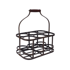 Antique Metal Wine Rack With Handle 3 Bottle Capacity Home Dining Decor Furniture Handmade Wine Racks - Product Image 3