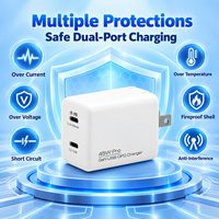 Chargeur mural compact 45W GaN Mini double USB-C PD à charge rapide avec protection ignifuge pour smartphones, tablettes et ordinateurs portables
