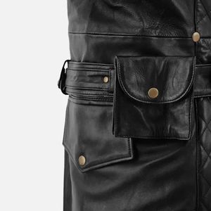 Manteau long en cuir véritable pour homme, style vintage, imprimé tissé, grande taille, décontracté, imperméable, écologique, standard - Product Image 3