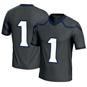 Maillot de football américain bleu pour homme, numéro 1, col en V, manches courtes, polyester respirant, coupe athlétique - Product Image 4