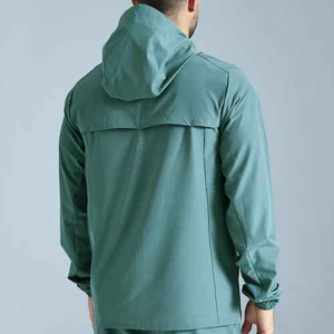 Ensemble jogging coupe-vent pour homme grande taille, 100% coton, à capuche, décontracté, pour l'extérieur, vêtements de sport d'hiver, couleur unie - Product Image 3