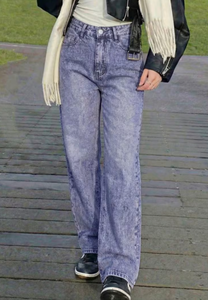Jeans de Mezclilla de Cintura Alta y Pierna Recta para Mujer, Marca TRIBON SPORTS, Sin Elasticidad, Lavado Medio, Casuales, Largos - Product Image 5