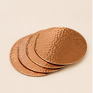 Wholesale Eco-Friendly Handmade Pure Hammered Copper Coasters Set Of 4 <b>Round</b> Solid Metal Drink <b>Mats</b> For Tea Coffee & Moscow Mugs - Product Image 1