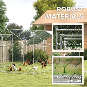 Gallinero Metálico Impermeable con Protección UV, Puerta de Alimentación y Comedero Colgante, Capacidad para 18-24 Gallinas, 9.8 x 19.7 x 6.4, Jaula para Animales - Product Image 5