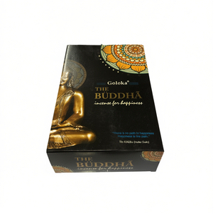Goloka The Buddha Incenso in Bastoncini, Confezione da 12, per Felicità, Aromaterapia, Uso Religioso, Incenso Indiano - Product Image 2