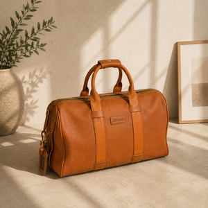 Sac de voyage en cuir véritable Beena, forme baril, avec fermeture éclair, décoration lettres, grande capacité, sangle amovible pour le voyage - Product Image 3