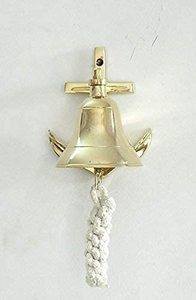 Sonnette de porte en laiton antique vintage avec ancre de bateau, décoration murale, cloche suspendue pour entrée de maison nautique marine - Product Image 2