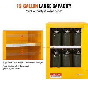 Armadio di Sicurezza per Materiali Infiammabili in Acciaio Zincato 43x43x56 cm con Ripiani Regolabili per Stoccaggio in Magazzino - Product Image 5