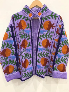 Chaqueta Bomber Suzani Estampada Artesanal al por Mayor, Abrigo Bohemio de Algodón Terminado, Unisex, para Otoño/Invierno - Product Image 1