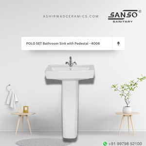 Lavabo sur pied en céramique Direct Factory Polo Set, modèle 4006, vente en gros, commande en gros, OEM Inde - Product Image 2