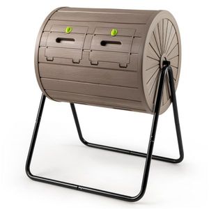 Composteur à double compartiment de 37,5 gallons, bac à compost rotatif à 360 degrés avec lames d'aération pour jardin et café - Product Image 1
