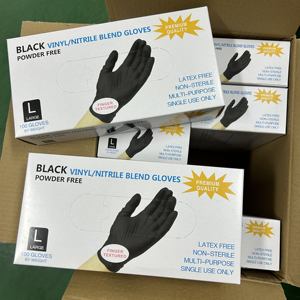 Guantes Negros de Vinilo y Nitrilo, Talla M, Sin Polvo, Protección Quirúrgica - Product Image 6