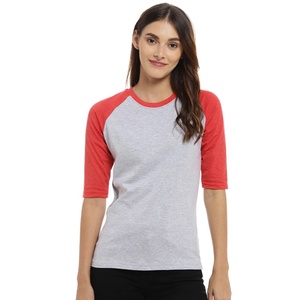 Chemises prix de gros meilleure qualité dames t-shirts à manches courtes raglan femmes T-Shirt uni coton Logo mode t-shirts - Product Image 1
